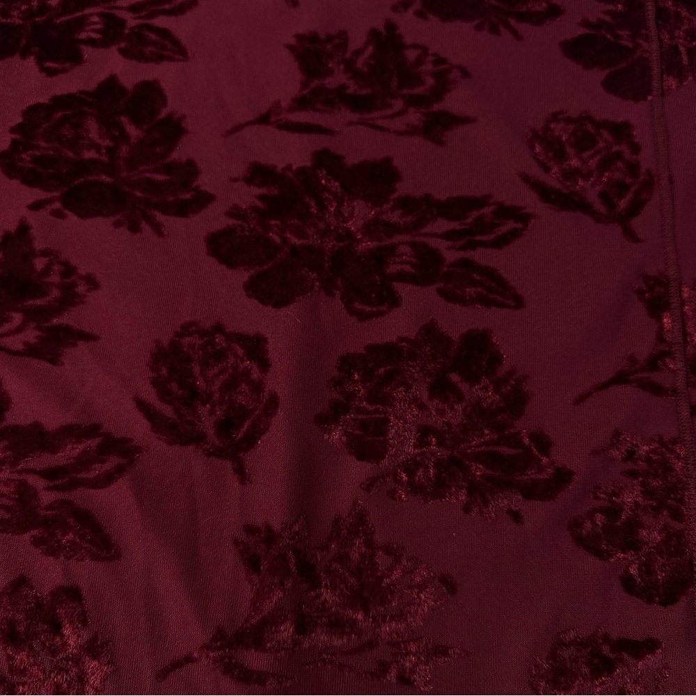 Catherines Red Moroon 3/4 Sleeve Burnout Crushed Velvet Tunic 1X/18-20 Holidays - Picture 7 of 13